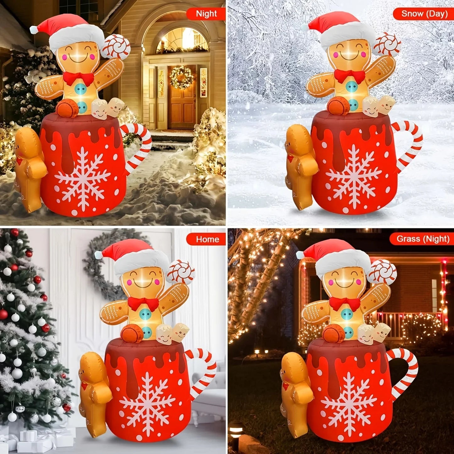 High-concerned Christmas Inflatable Gingerbread Man Yard Decoration