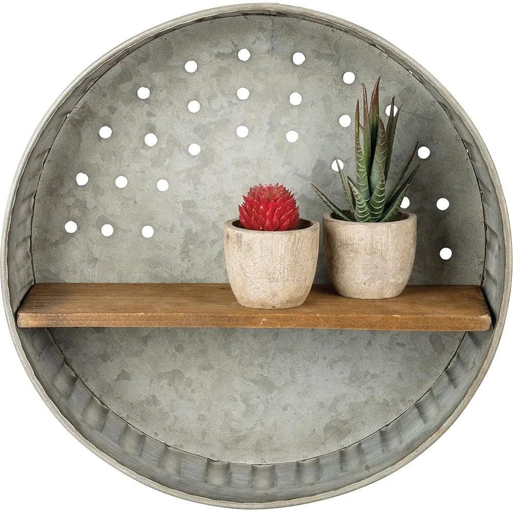 Rustic Distressed Wall Shelf Handmade Metal Wood Decor Kitchen Living Room Bedroom Farmhouse Aesthetic Storage Solution