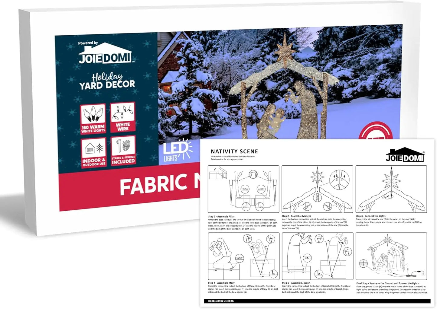 Joyfy Nativity Scene Yard Light 160 LED Outdoor Christmas Decor