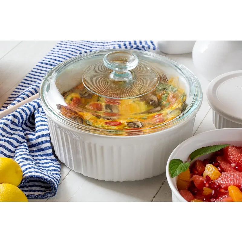 CorningWare French White Round Bakeware Set (10-Piece, White)