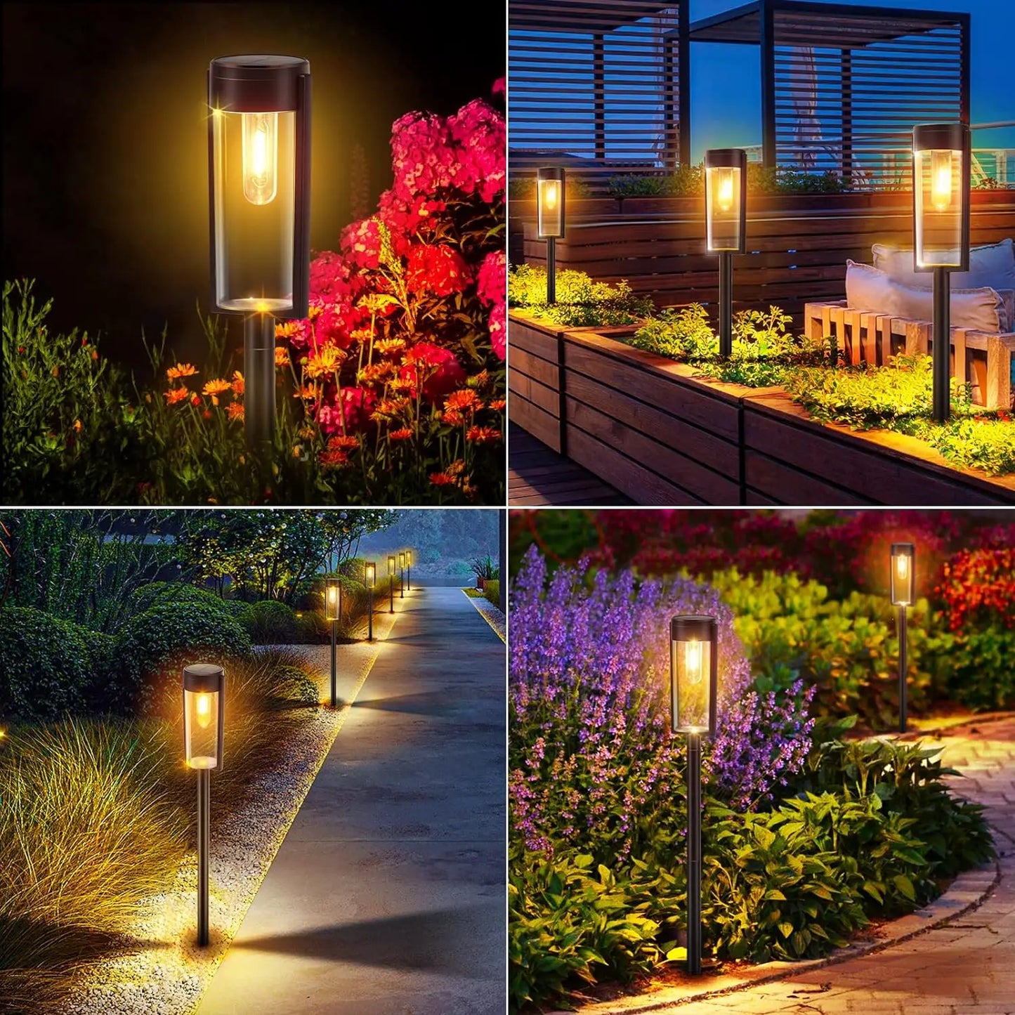 6/12 Pack Solar Pathway Lights Outdoor, Upgraded Solar Lights for Outside, Auto On/Off Solar Landscape Path Lights