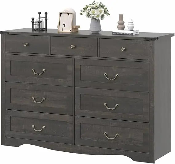 XUYUAN Farmhouse 9 Drawer Dresser For Bedroom Storage