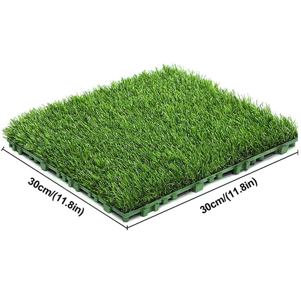 APWIKOGERH Realistic Fake Grass Deck Tiles Interlocking Mat