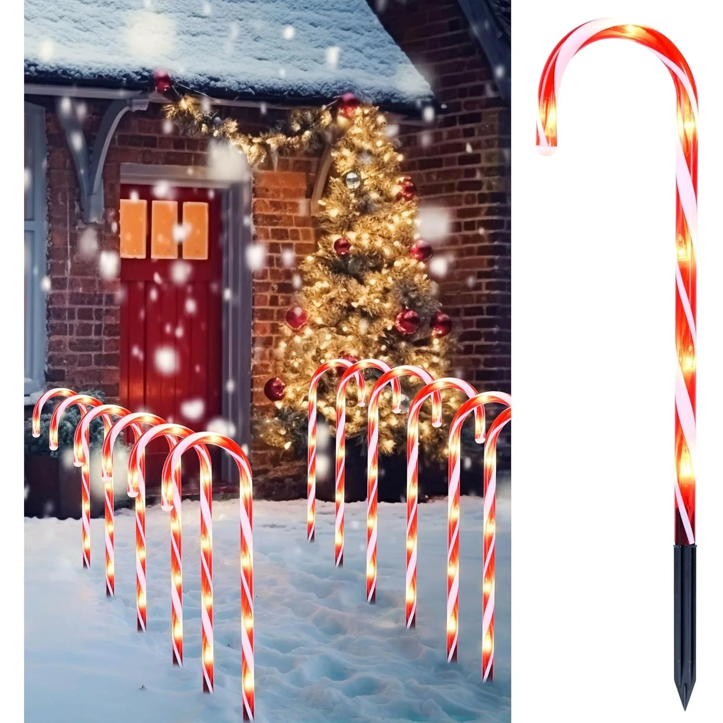 Joyfy Candy Cane Pathway Lights For Outdoor Xmas Decor 12 Pack