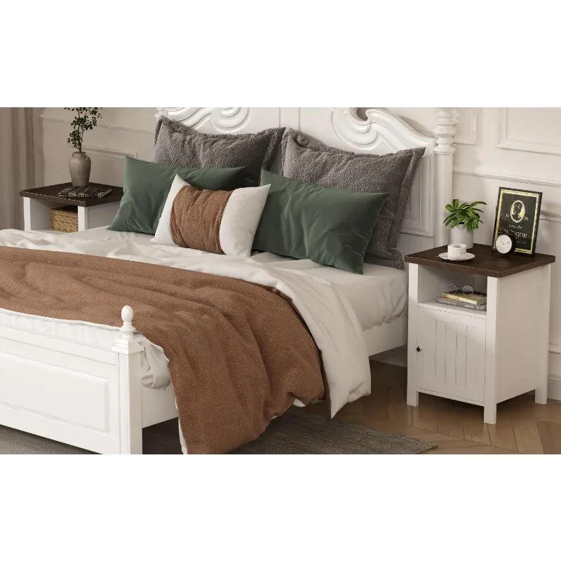 Hign-concerned Farmhouse Nightstands Set Of 2 Rustic Storage