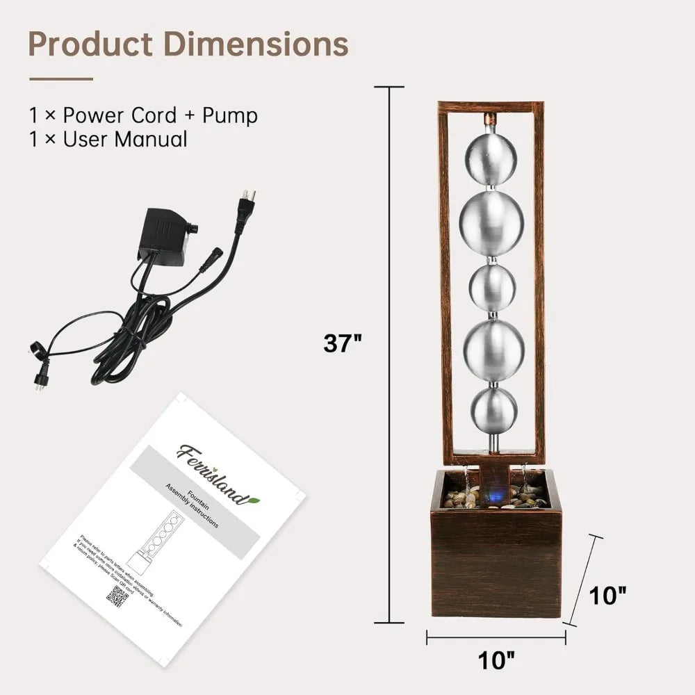 Ferrisland Outdoor Water Fountain With Pump Stainless Sphere
