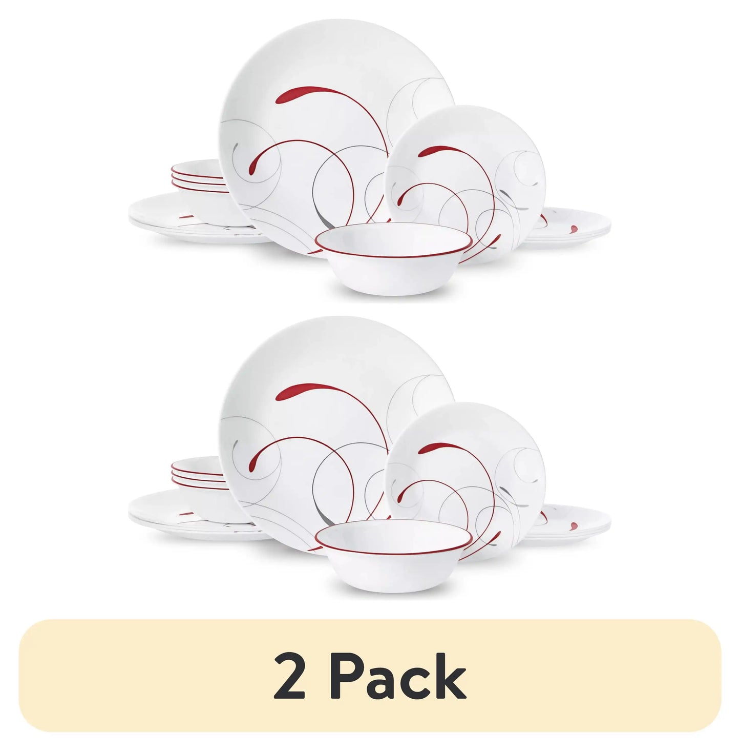 White and Red Round 12-Piece Flatware Set for Everyday Dining and Special Occasions