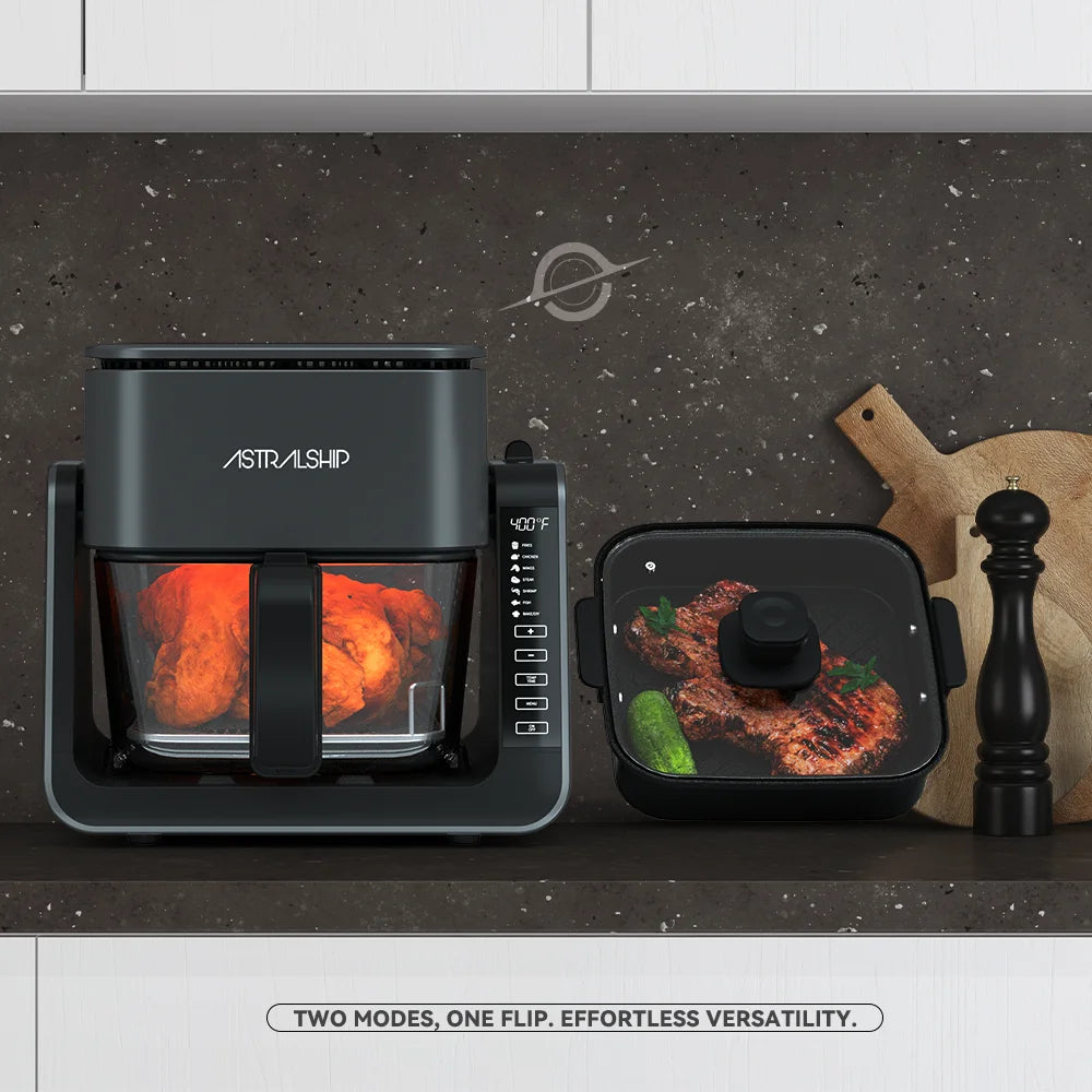 Astralship Glass Air Fryer And Grill Pan Combo With Presets