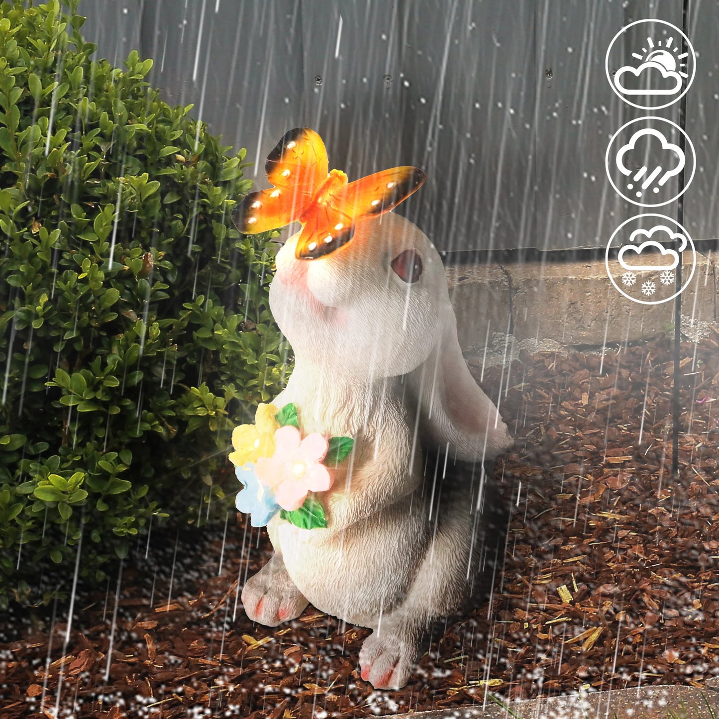 1pc Solar Bunny Light Garden Statue, Animals Rabbit Garden Sculpture For Yard And Garden Decor, Lawn Ornaments,Christmas Gifts