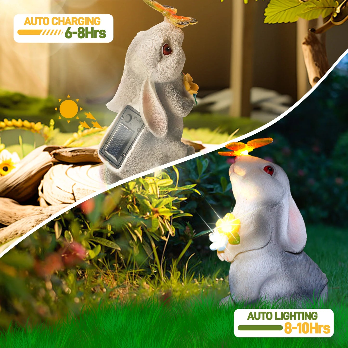 1pc Solar Bunny Light Garden Statue, Animals Rabbit Garden Sculpture For Yard And Garden Decor, Lawn Ornaments,Christmas Gifts