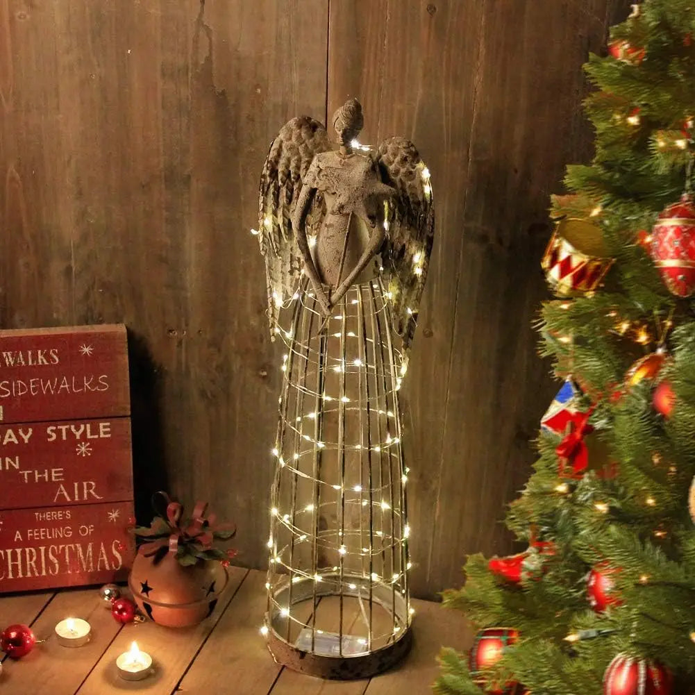 Hign Concerned Metal Garden Angel Statue With Star Wand