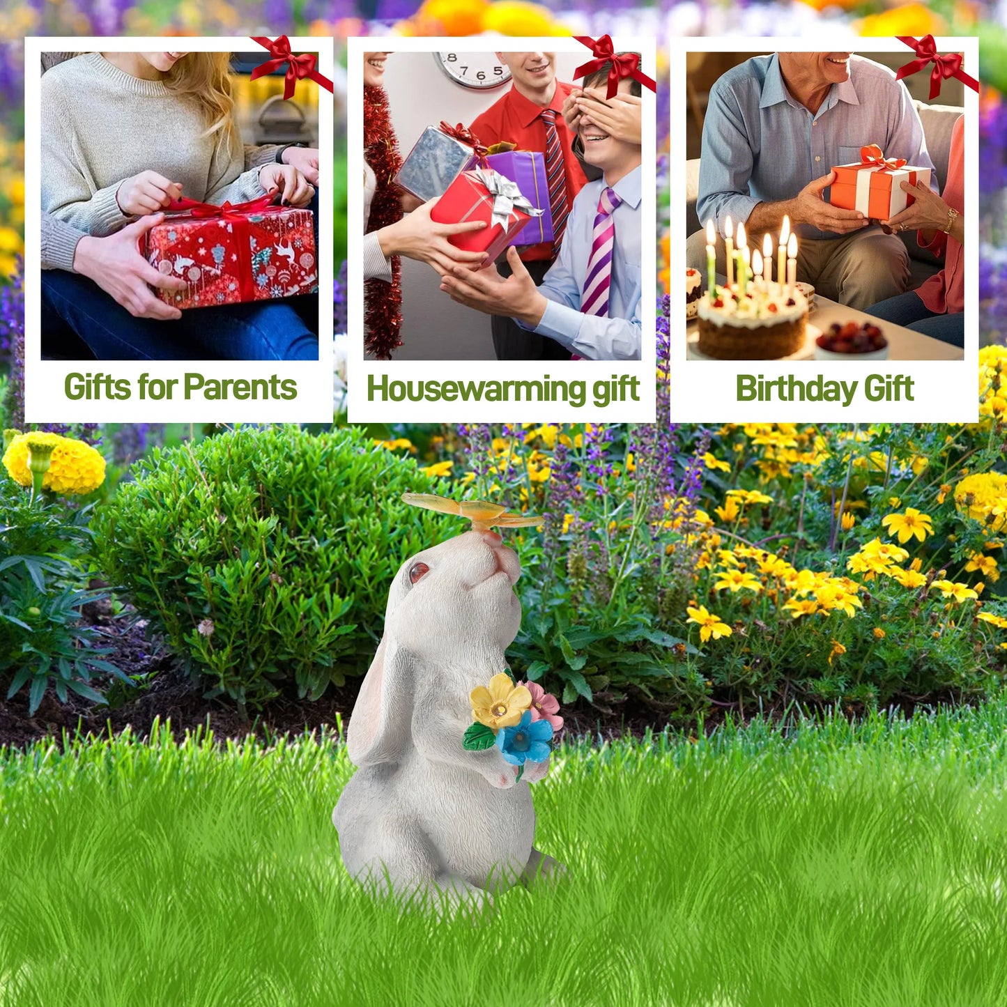 1pc Solar Bunny Light Garden Statue, Animals Rabbit Garden Sculpture For Yard And Garden Decor, Lawn Ornaments,Christmas Gifts