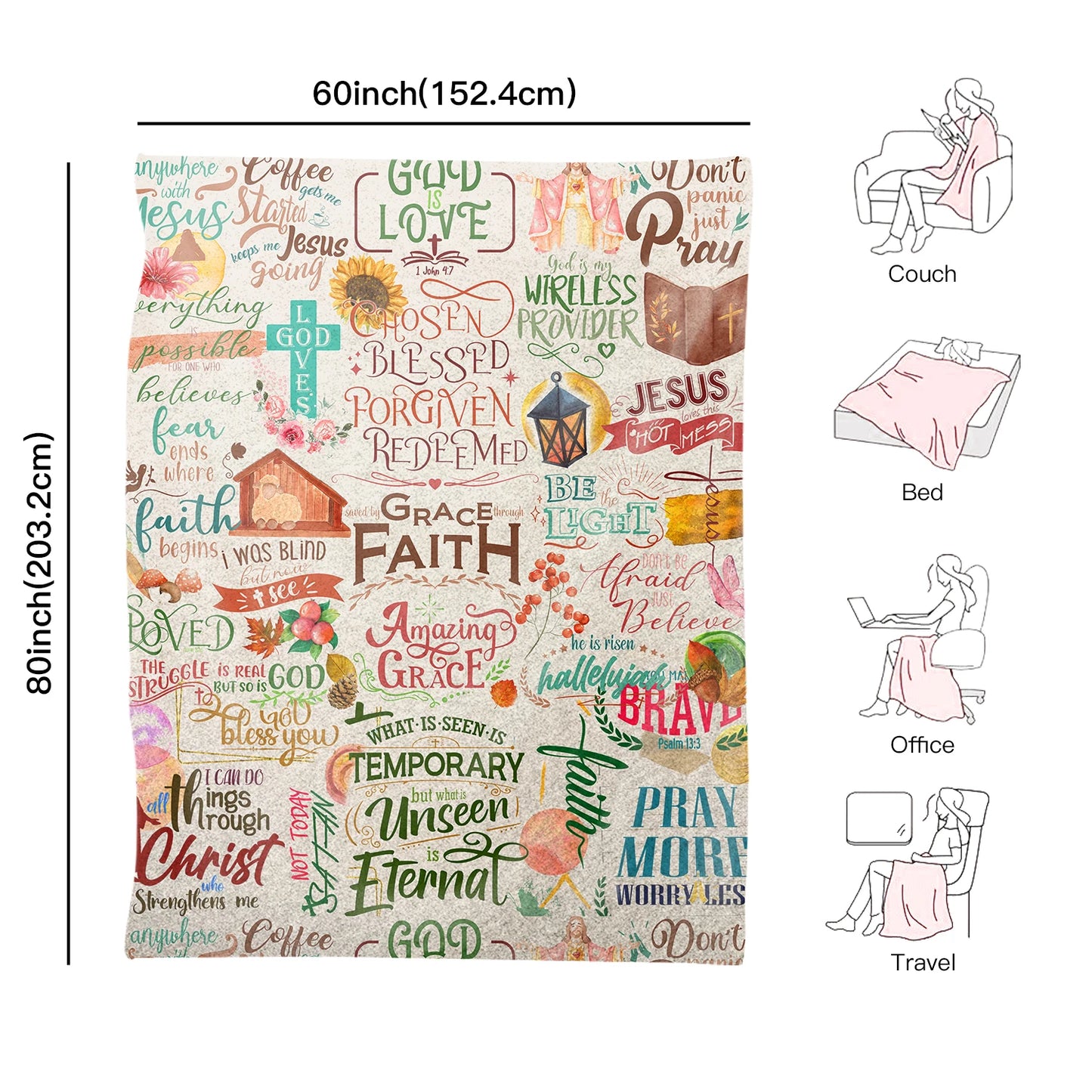 Faith and Grace Blanket for Women – Inspirational Religious Throw with Scripture Quotes, Perfect Christian Gift for Mother’s D