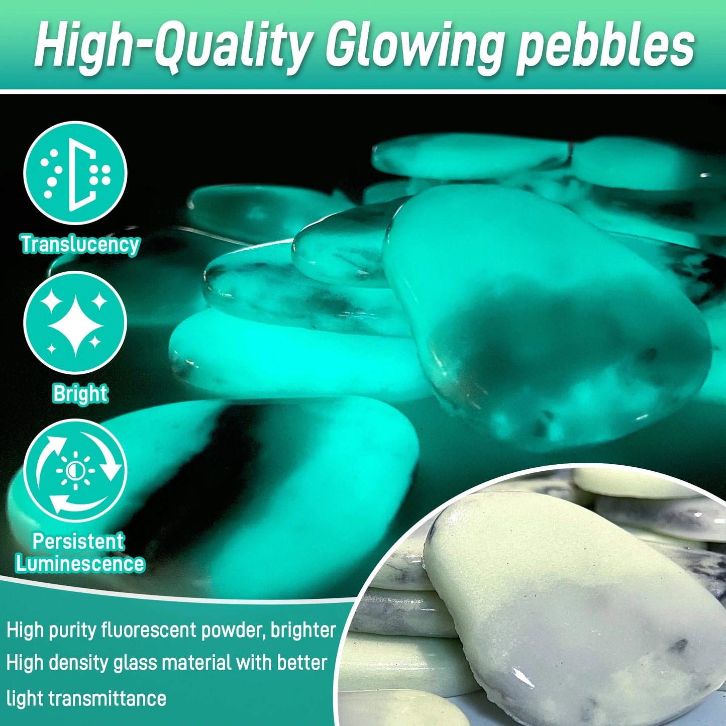 4.5LB Glowing Rocks For Outdoor Decor, Garden Lawn Yard, Aquarium, Walkway, Fish Tank, Pathway