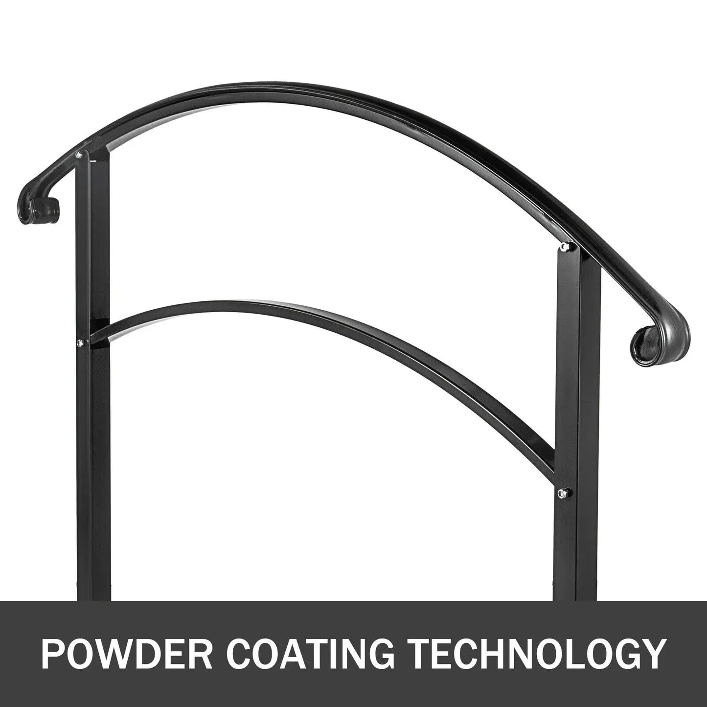 SucceBuy Wrought Iron Handrail For Outdoor Steps With Installation Kit