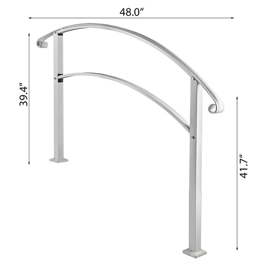 SucceBuy Wrought Iron Handrail For Outdoor Steps With Installation Kit