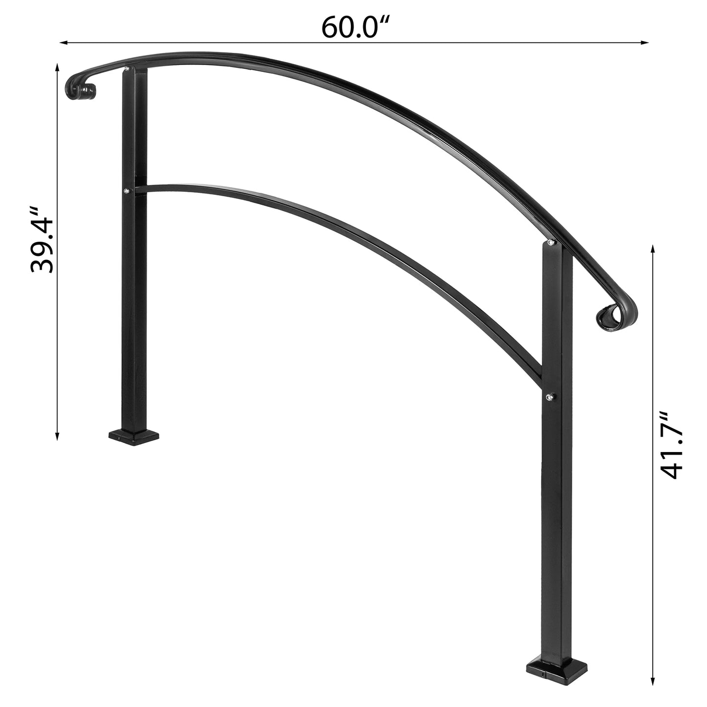 SucceBuy Wrought Iron Handrail For Outdoor Steps With Installation Kit