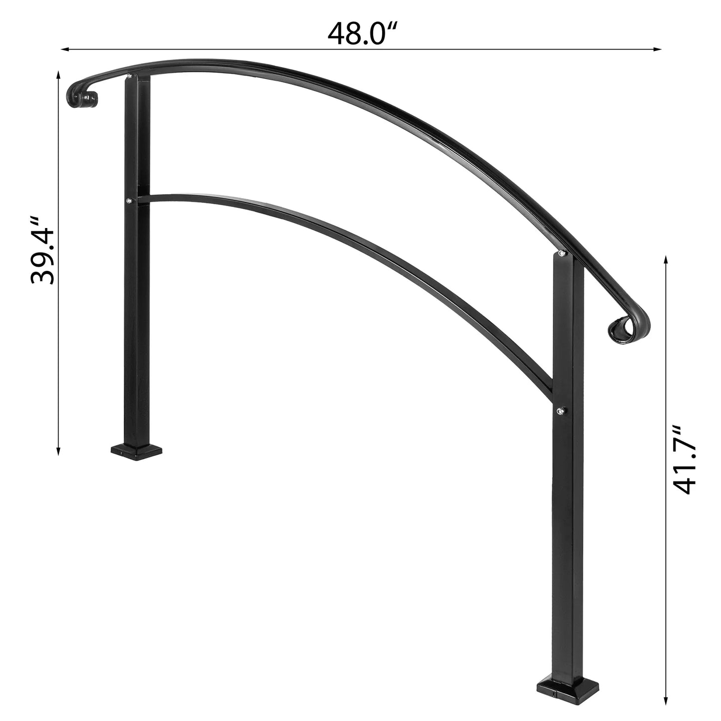 SucceBuy Wrought Iron Handrail For Outdoor Steps With Installation Kit