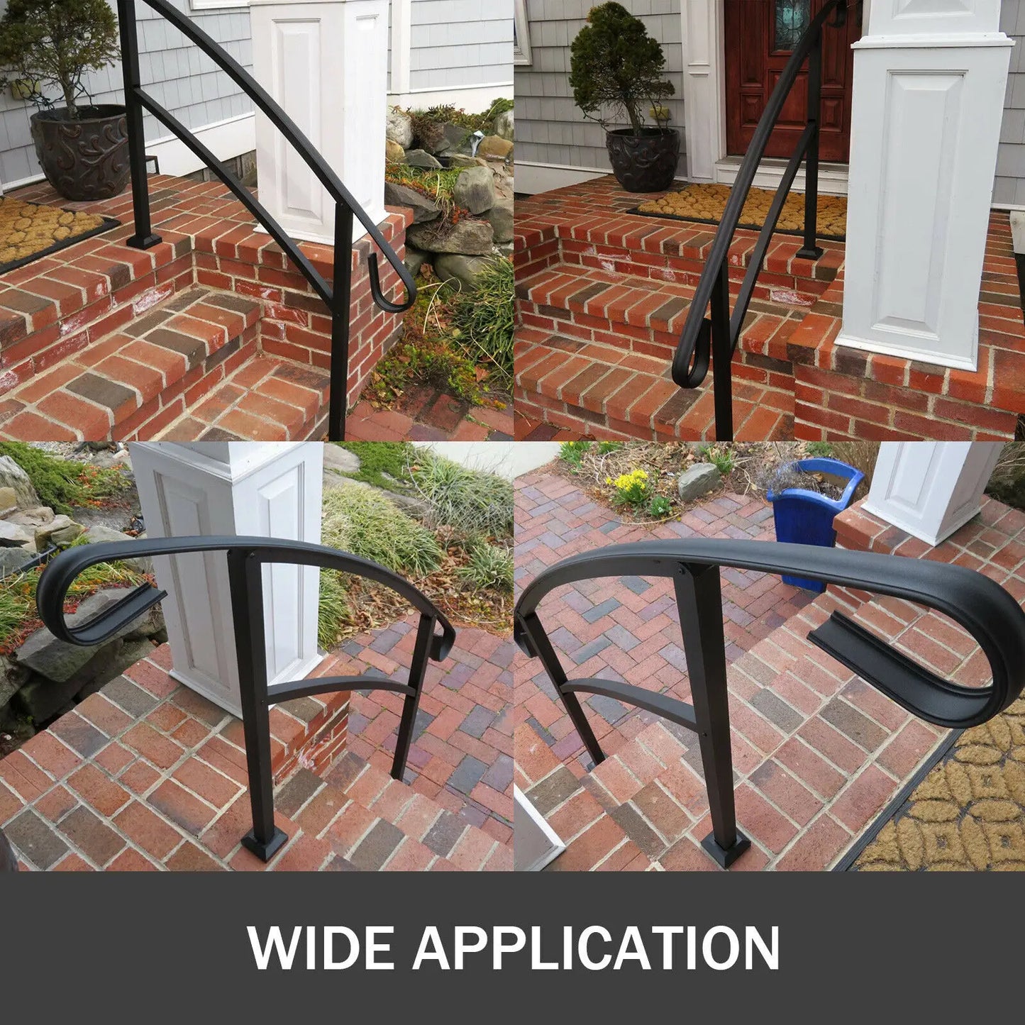 SucceBuy Wrought Iron Handrail For Outdoor Steps With Installation Kit