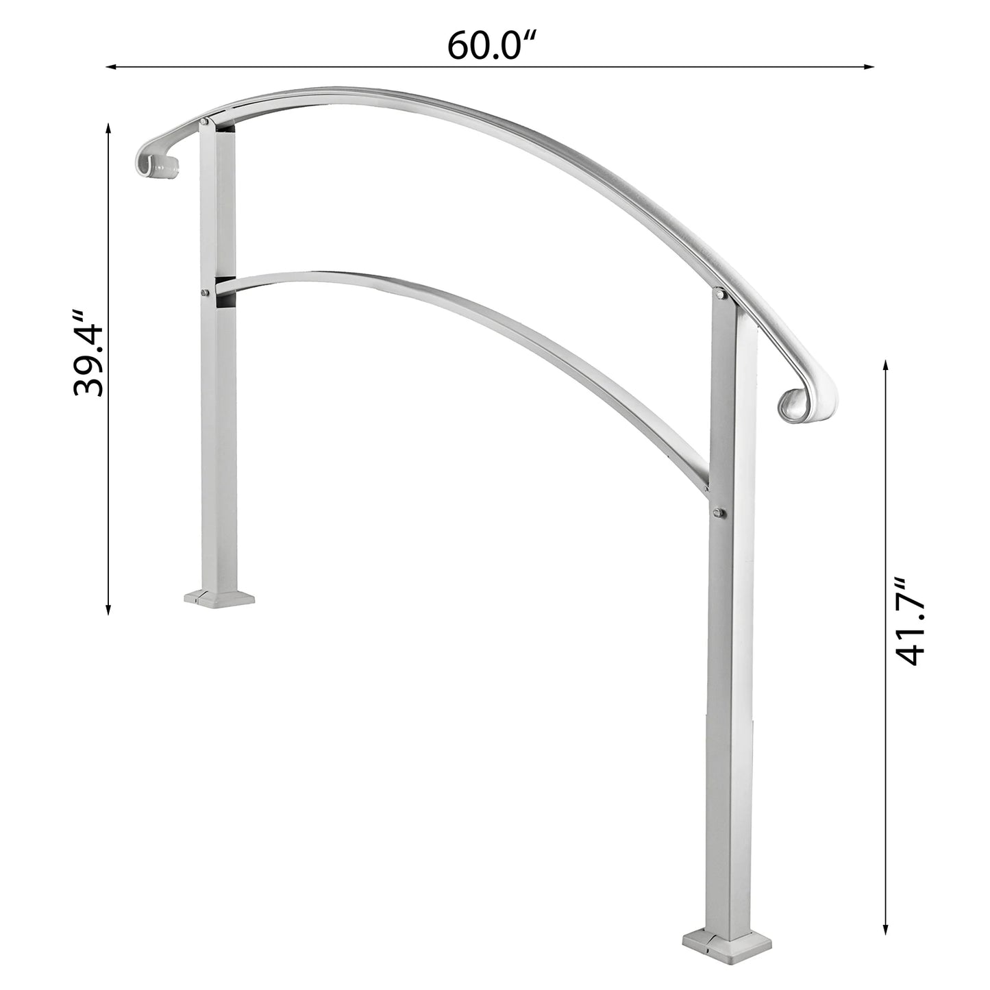 SucceBuy Wrought Iron Handrail For Outdoor Steps With Installation Kit