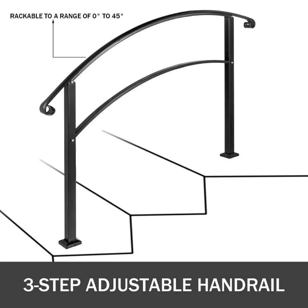 SucceBuy Wrought Iron Handrail For Outdoor Steps With Installation Kit