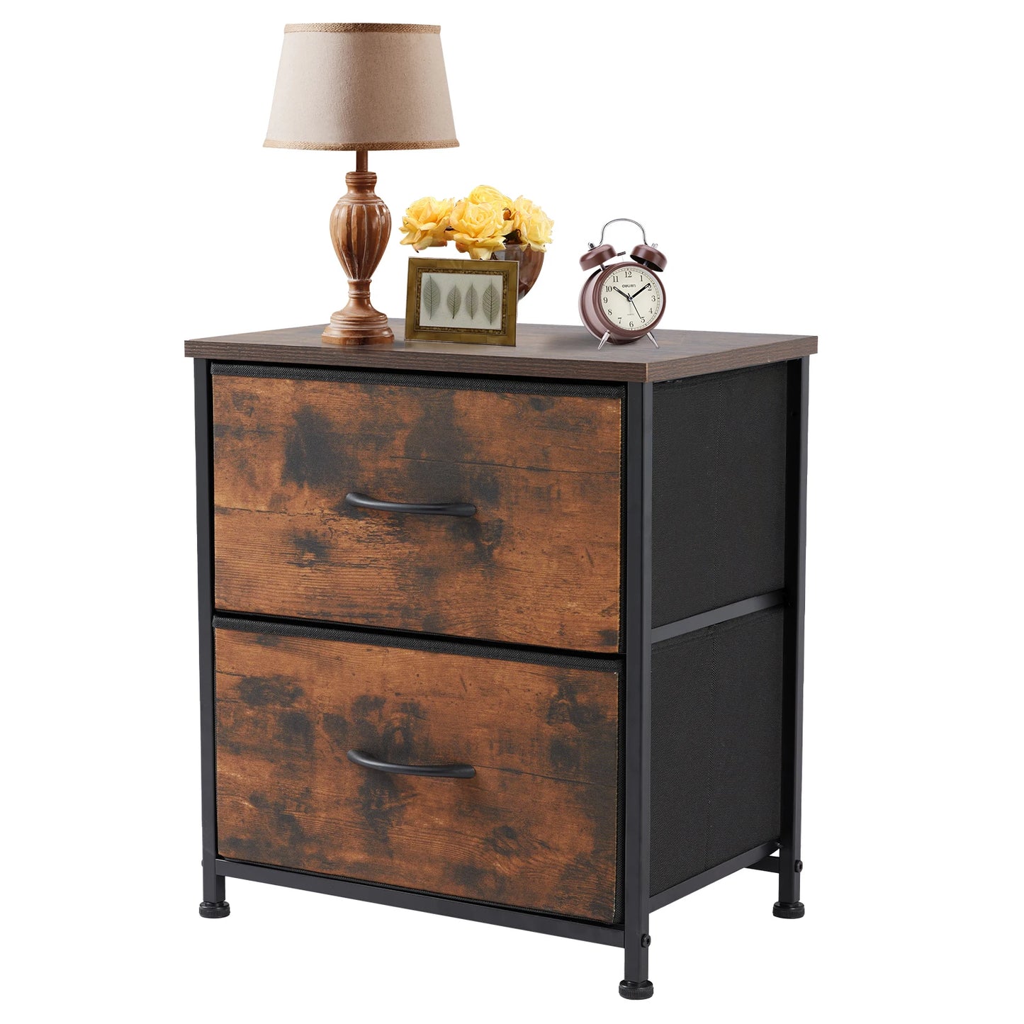 JHK Nightstand Bedside Table With Built In Storage Drawers