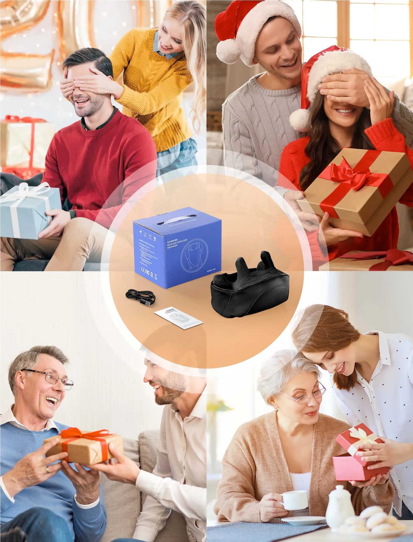 MASGREE Cordless Shiatsu Neck And Back Massager With Heat