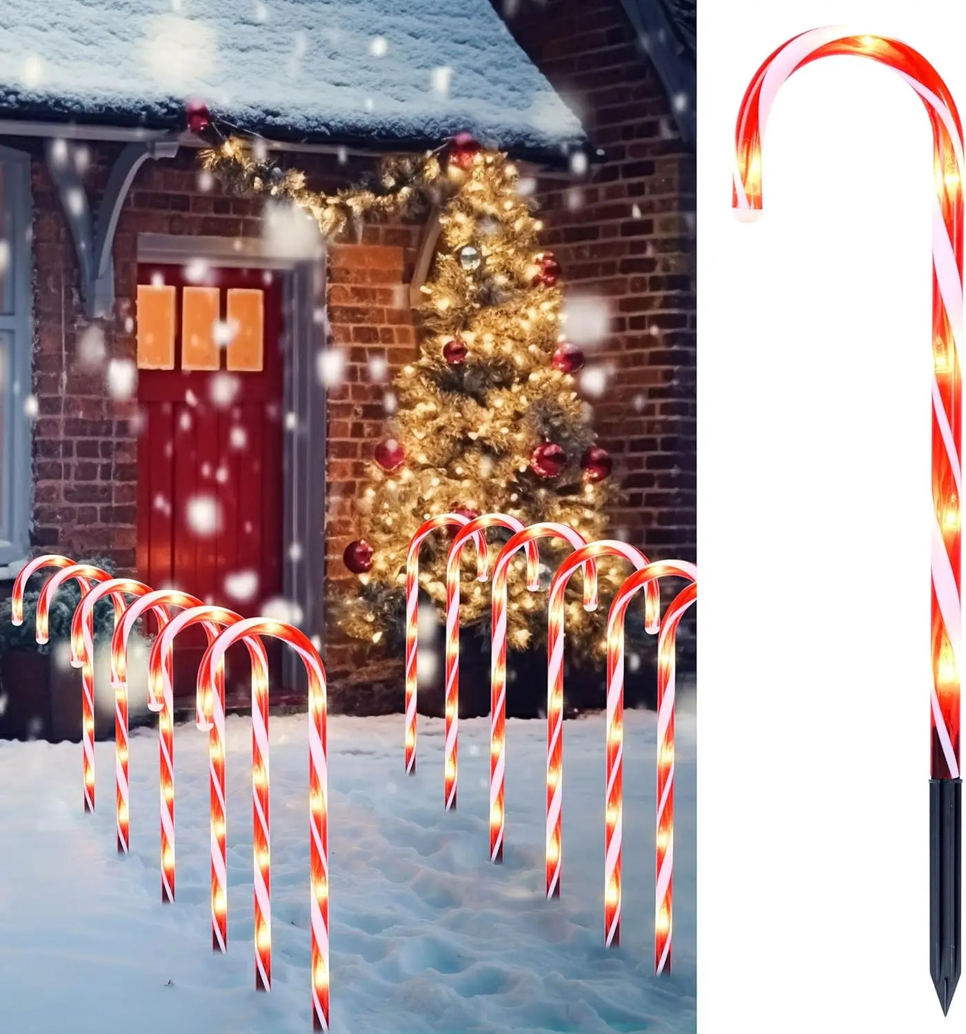 Joyfy Candy Cane Pathway Lights For Outdoor Xmas Decor 12 Pack