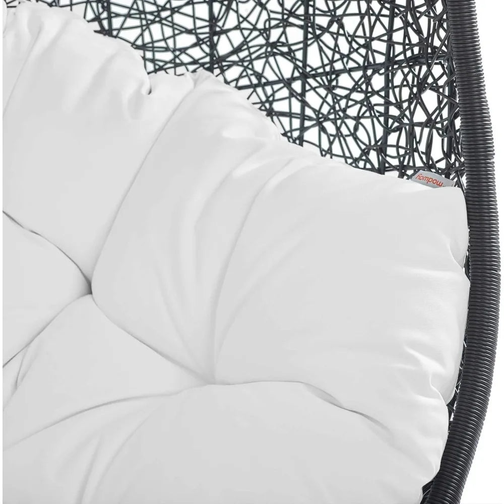 Encase Wicker Rattan Outdoor Patio Porch Lounge Egg Swing Chair with Stand