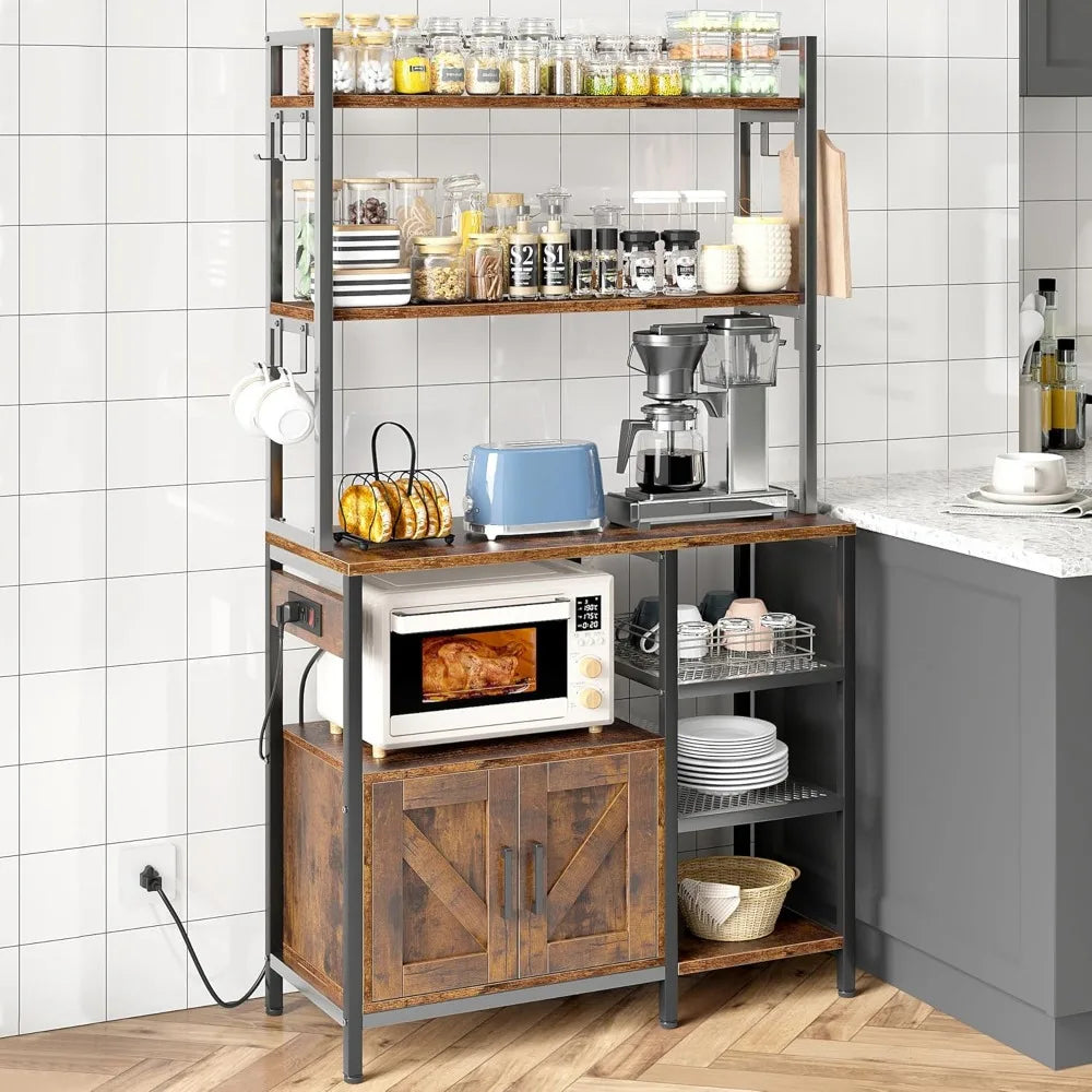 RBXCHign Bakers Rack With Storage Cabinet Microwave