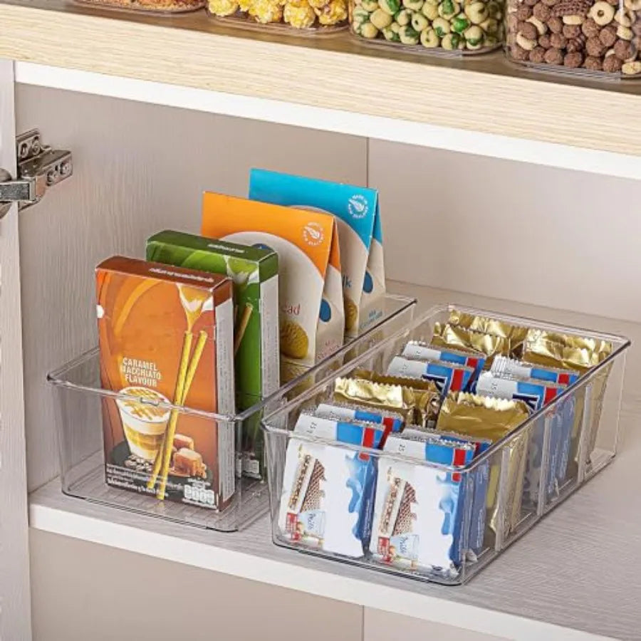 Clear Plastic Food Storage Organizer Bins for Pantry