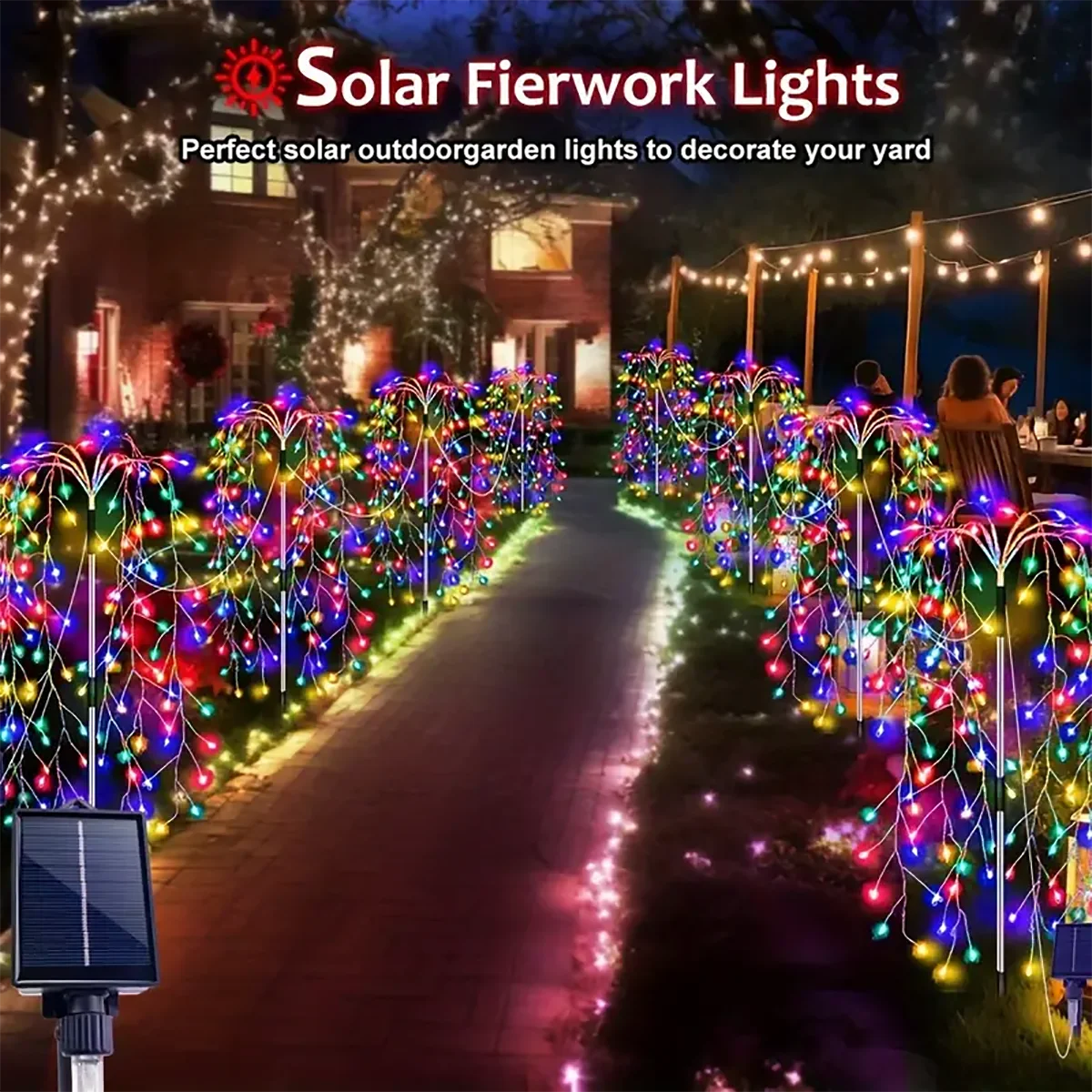 WELPUR 4Pack 680LED Christmas Solar Firecracker Lights