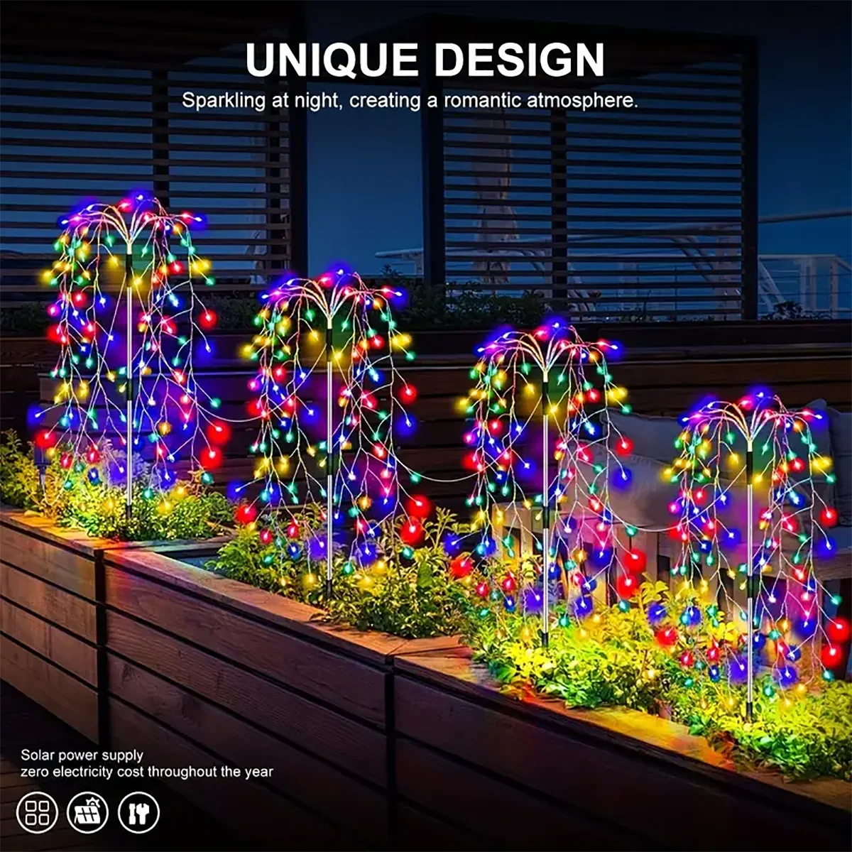 WELPUR 4Pack 680LED Christmas Solar Firecracker Lights