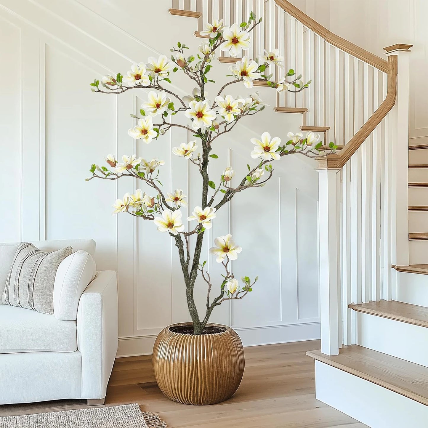 Artificial Magnolia Plant With LED Light For Outdoor Patio Decor