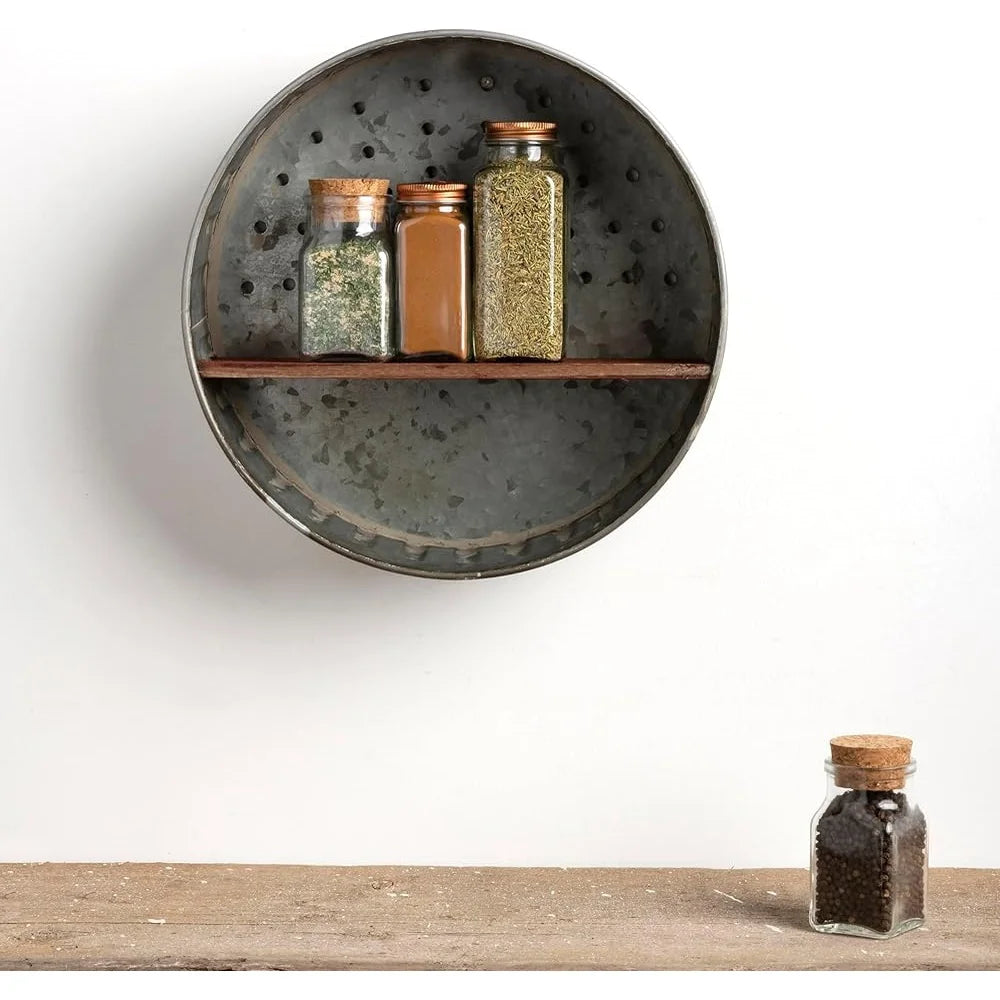 Rustic Distressed Wall Shelf Handmade Metal Wood Decor Kitchen Living Room Bedroom Farmhouse Aesthetic Storage Solution