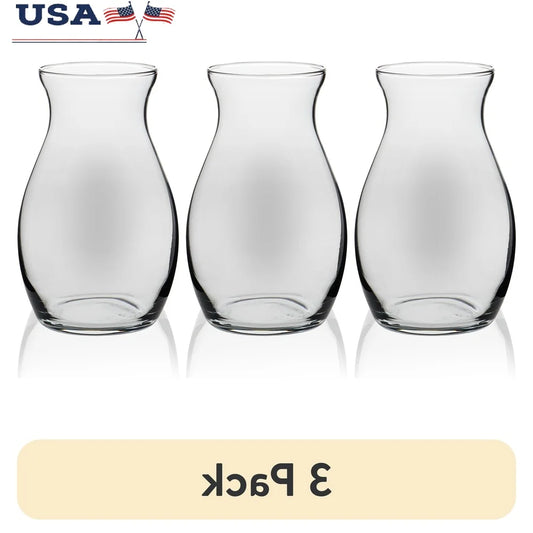 Set of 3 Clear Glass Pot Belly Vases Elegant Floral Arrangements Table Decor Gift Idea Home Events