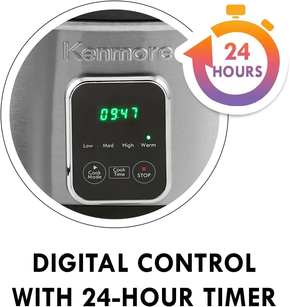 Iosn Kenmore Stainless Steel Programmable Slow Cooker With Dipper