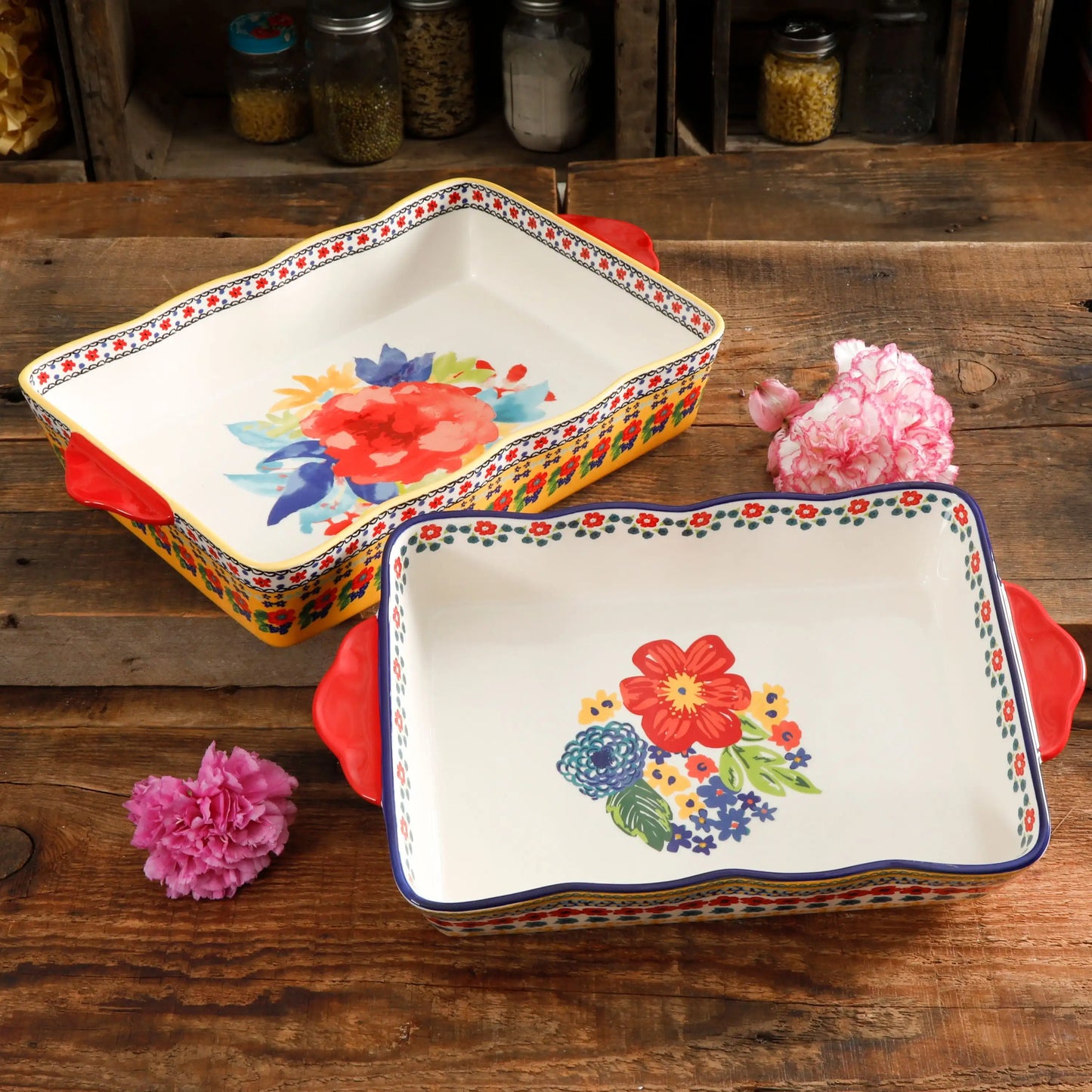 2-Piece Ceramic Bakeware Set Perfect for Any Delicious Dessert or Hearty Casserole