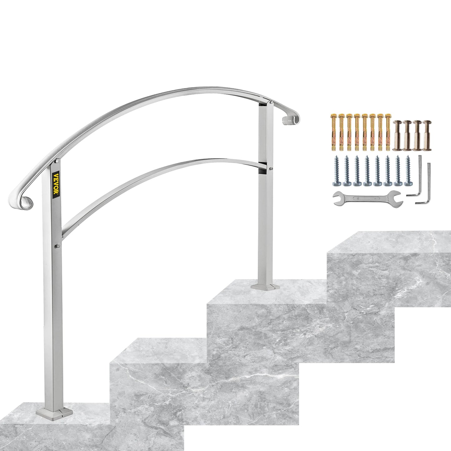 SucceBuy Wrought Iron Handrail For Outdoor Steps With Installation Kit
