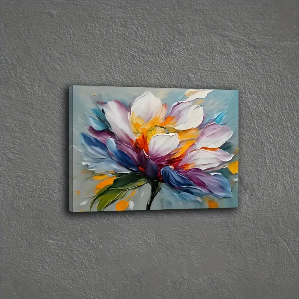 1 1.5-inch chunky wood pine frame interior art mural Home decor mural, modern floral canvas painting, interior decor