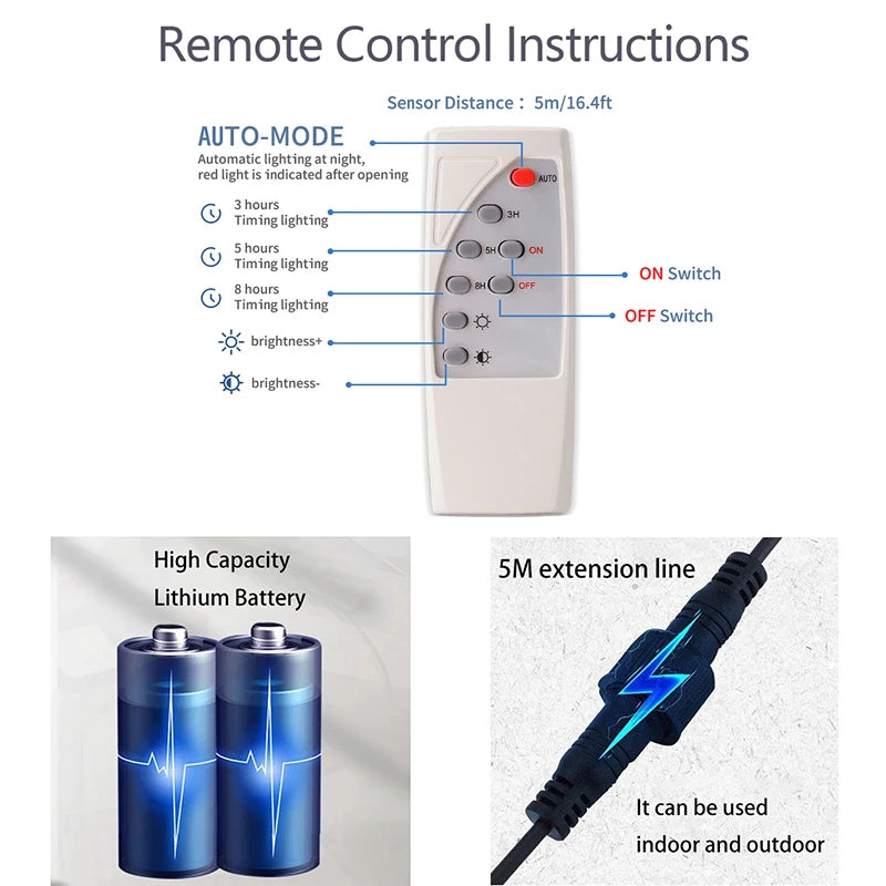 Outdoor Solar Flood Light with Remote Control IP67 for Patio