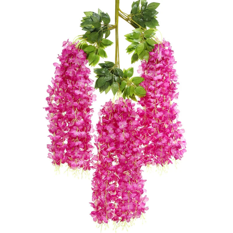 Artificial Wisteria Hanging Garland Rattan Faux Flowers Wedding Decor