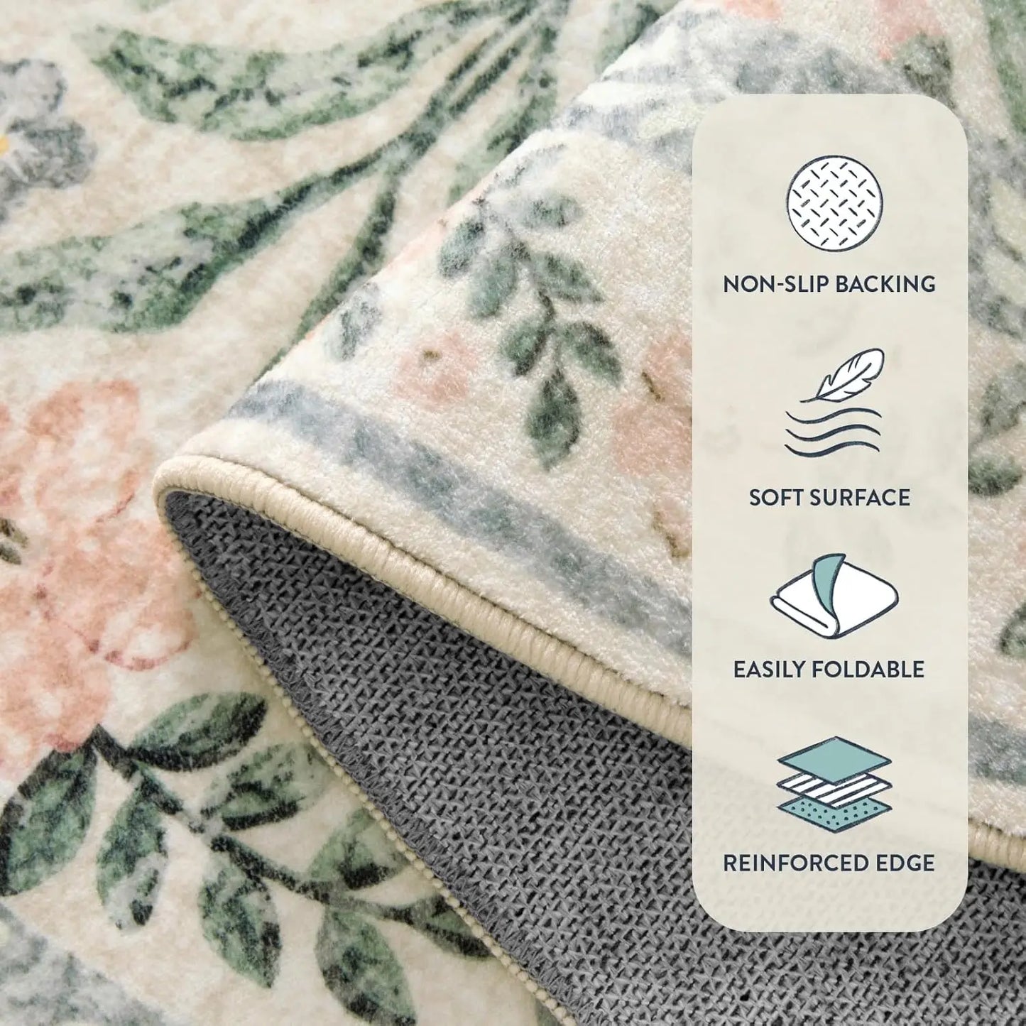 Boho Rugs for Living Room, Large 8 x 10 Area Rugs for Living Room Non Slip,Soft Ultra-Thin Distressed Floral Throw Carpet