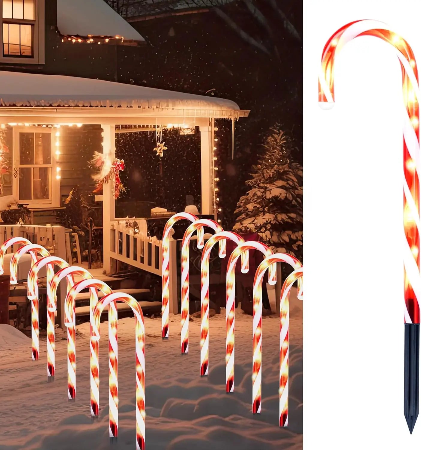 Joyfy Candy Cane Pathway Lights For Outdoor Xmas Decor 12 Pack