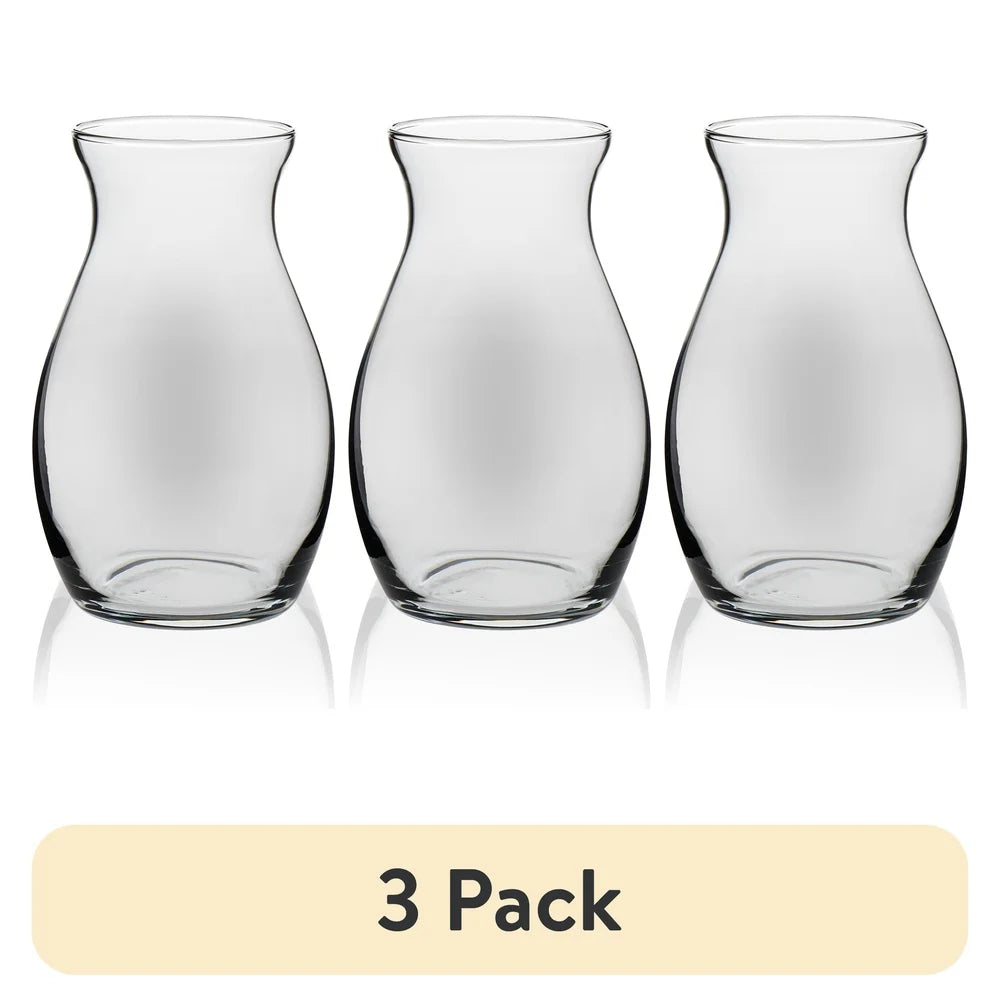Set of 3 Clear Glass Pot Belly Vases Elegant Floral Arrangements Table Decor Gift Idea Home Events