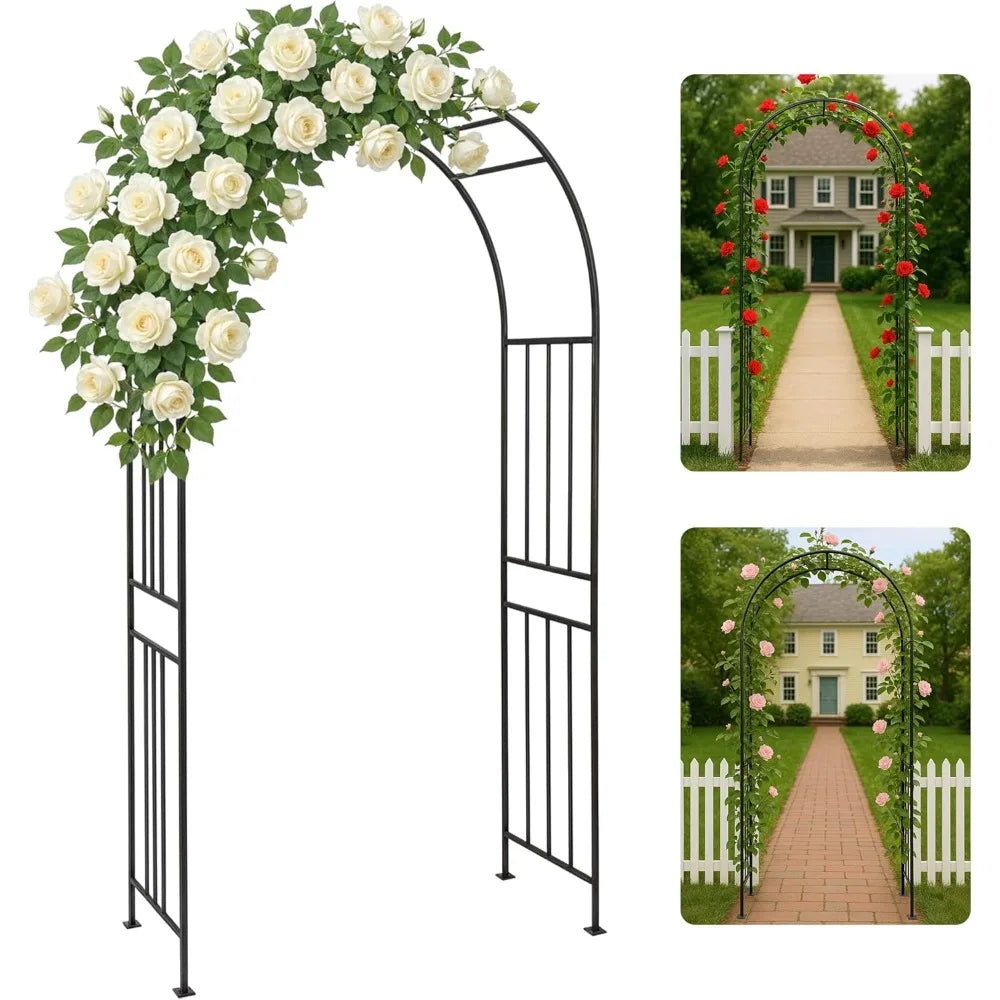 Sturdy Metal Garden Arbor Arch Trellis With Ground Stakes