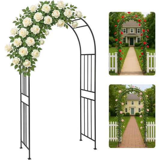 Sturdy Metal Garden Arbor Arch Trellis With Ground Stakes