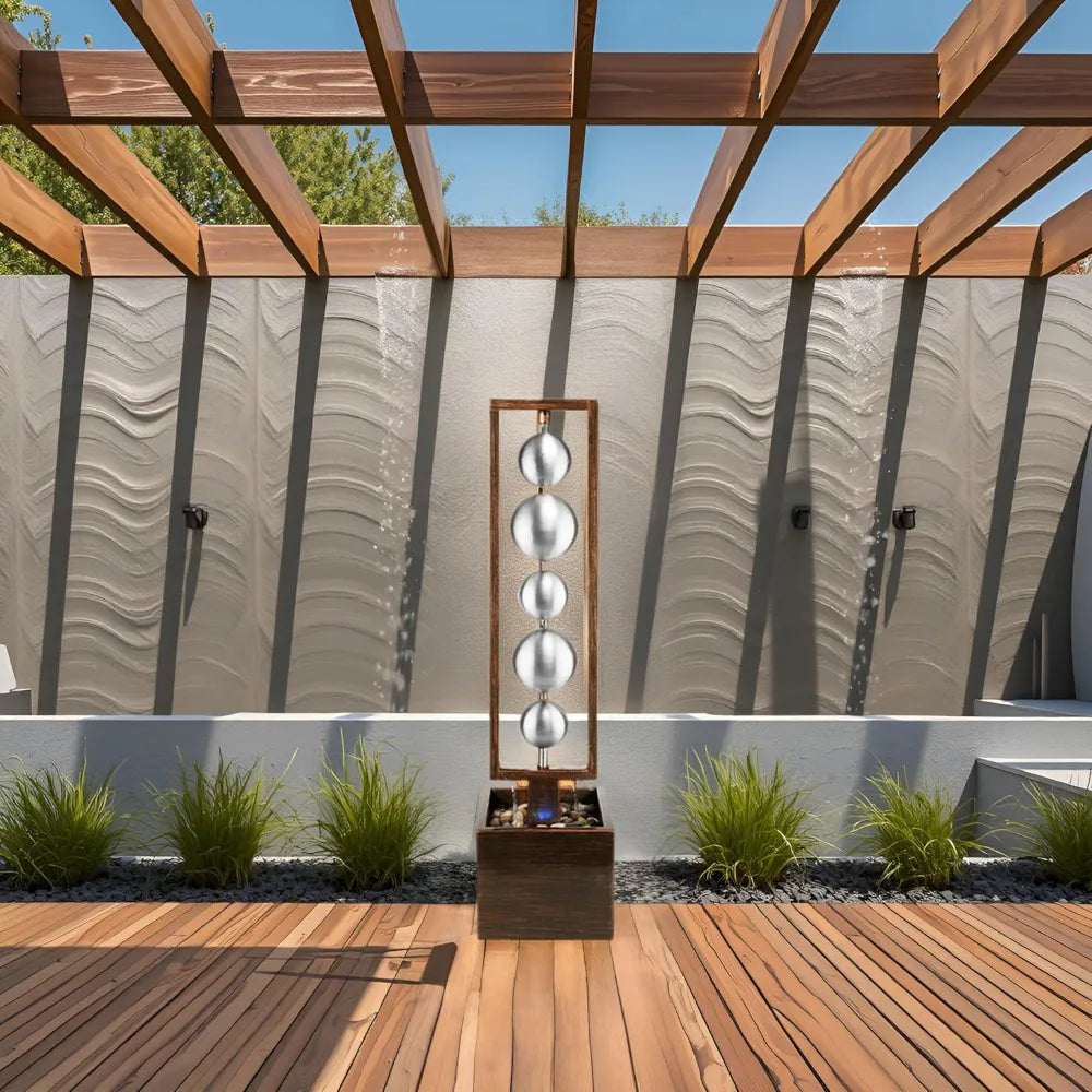 Ferrisland Outdoor Water Fountain With Pump Stainless Sphere