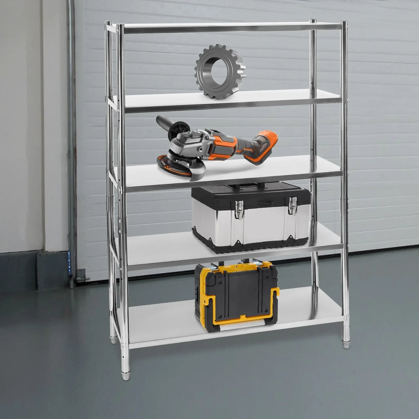 Heavy Duty 5-Tier Shelving 47.2"Wx17.7"Dx70.9"H - 661LB Capacity Stainless Steel Storage Rack for Warehouse & Garage