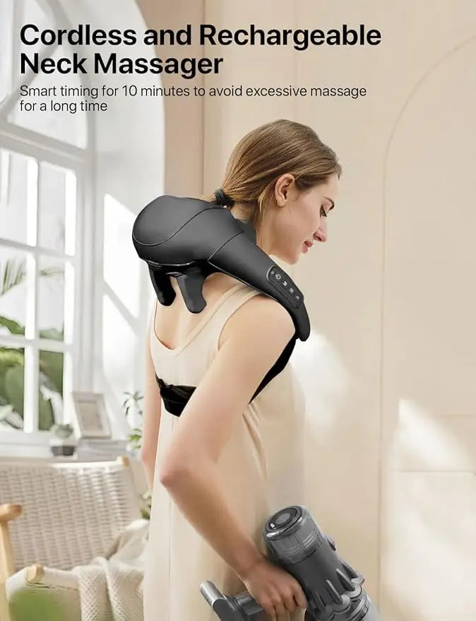 MASGREE Cordless Shiatsu Neck And Back Massager With Heat